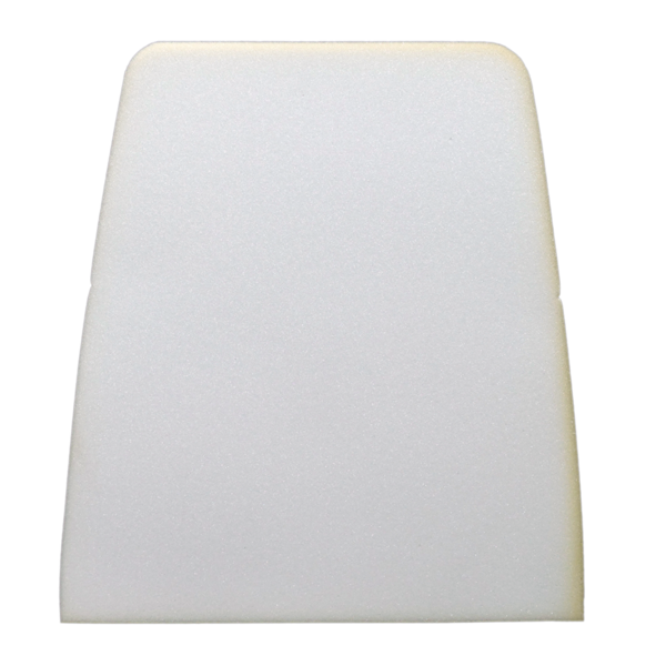 Schaumstoff Stück Rückenlehnenform 52,5 cm x 45 cm x 1 cm in dunkel weiß