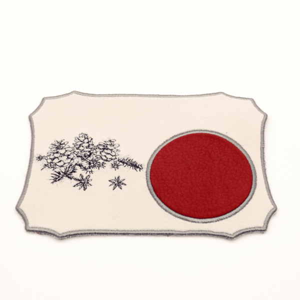 Weihnachtlicher Mugrug Tassenteppich mit Tannenzweigen Grau Umrandung